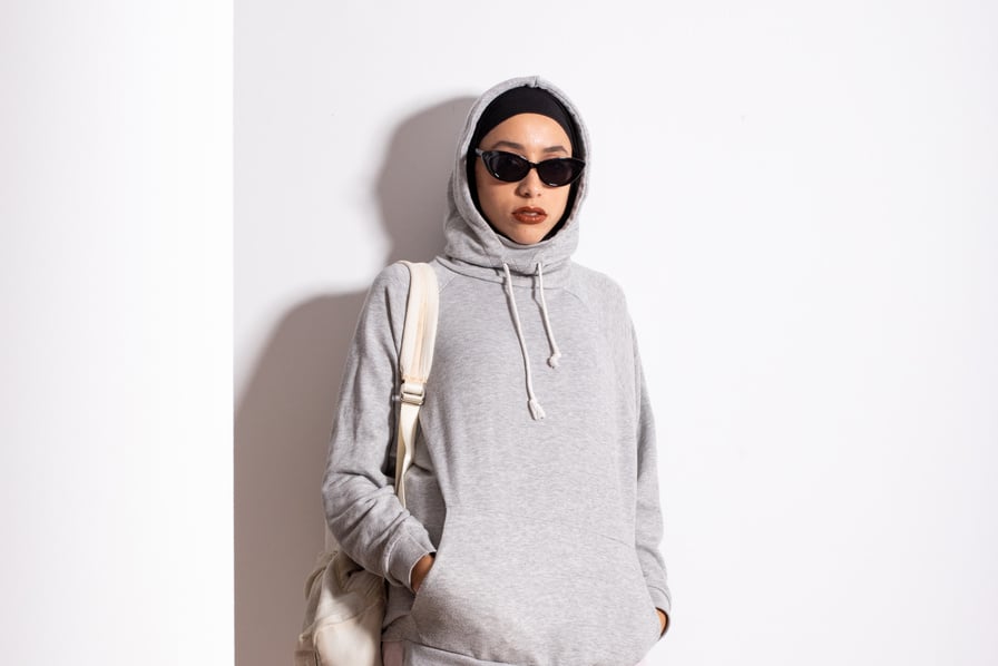 Woman with Hijab in Casual Sweatshirt